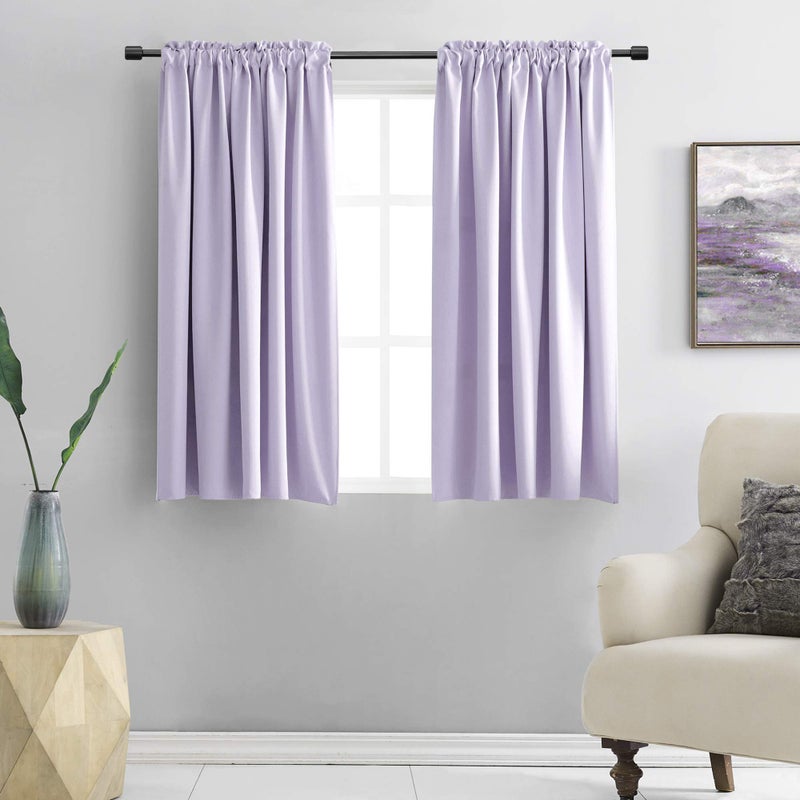 DONREN Lavender Purple Blackout Curtain Panels for Living Room - Thermal Insulated Room Darkening Rod Pocket Drapes for Window (42 x 45 Inch Length,2 Panels) - Image 1